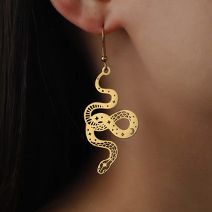 Gothic Snake Dangle Earrings | Stainless Steel Drop Design image 0
