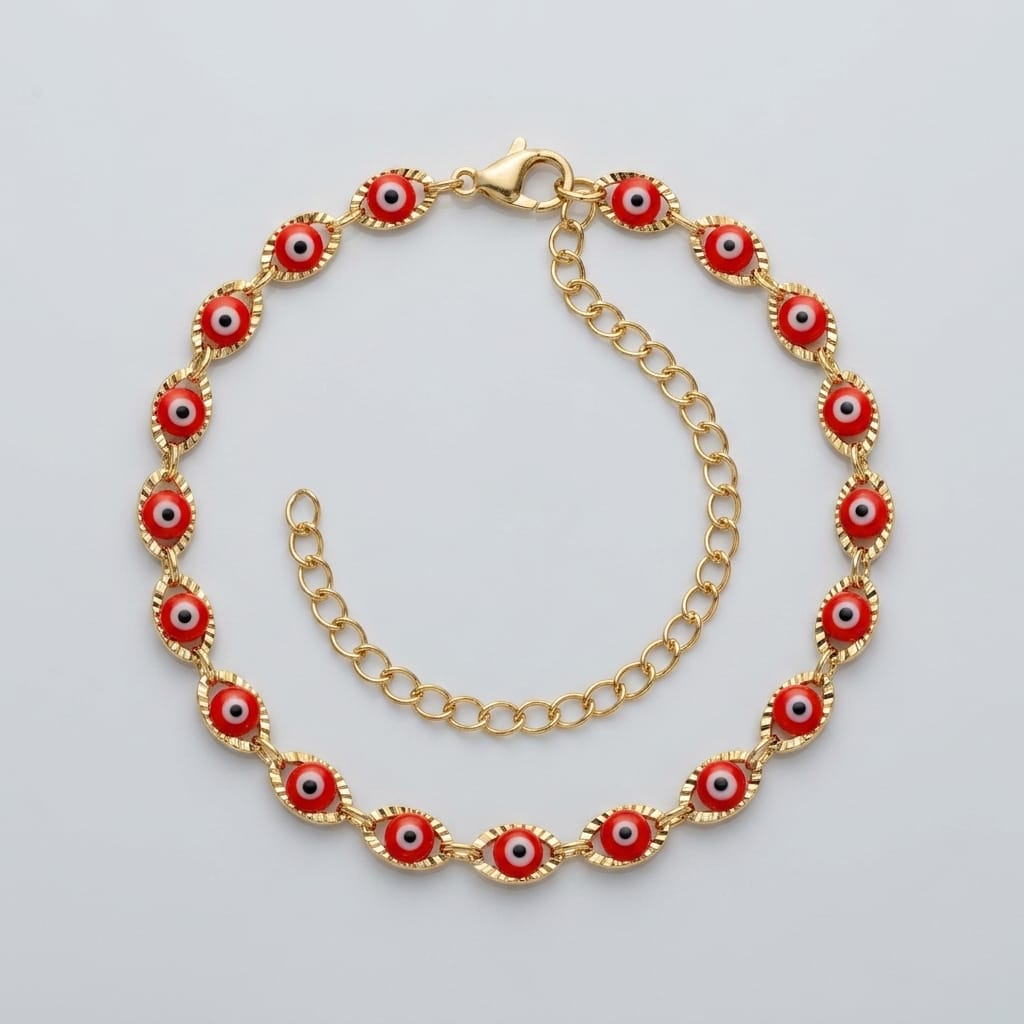 Gold Plated Evil Eye Beaded Bracelet – Protection Charm image 9