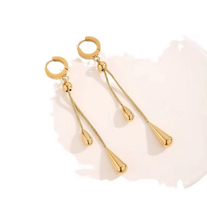 18K Gold Drop Necklace &amp; Earrings Set – Stainless Steel Jewelry image 6