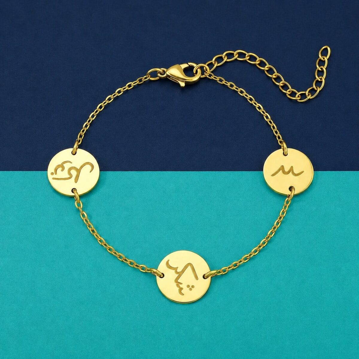 Arabic Symbol Charm Bracelet – 18K Gold Plated Chain for Women - Gold image