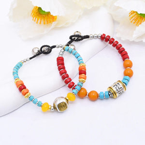 Bohemian Multicolor Beaded Bracelet Bell Charm Jewelry image 0