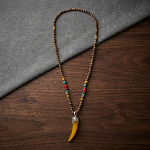 Bohemian Horn Pendant Wooden Bead Necklace for Men &amp; Women image 5