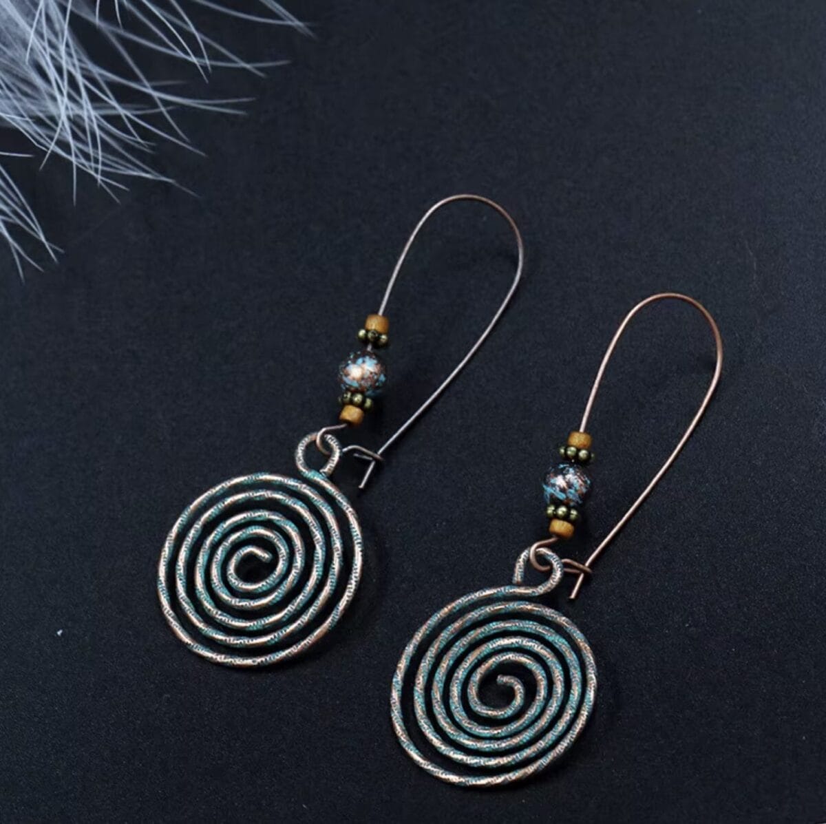 Baroque Boho Retro Antique Bronze Plated Monstera Leaf Waterdrop Earrings - Design 6 image