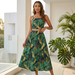 Leaf Print Vacation Skirt Set – Cami Top &amp; Split Skirt image 4