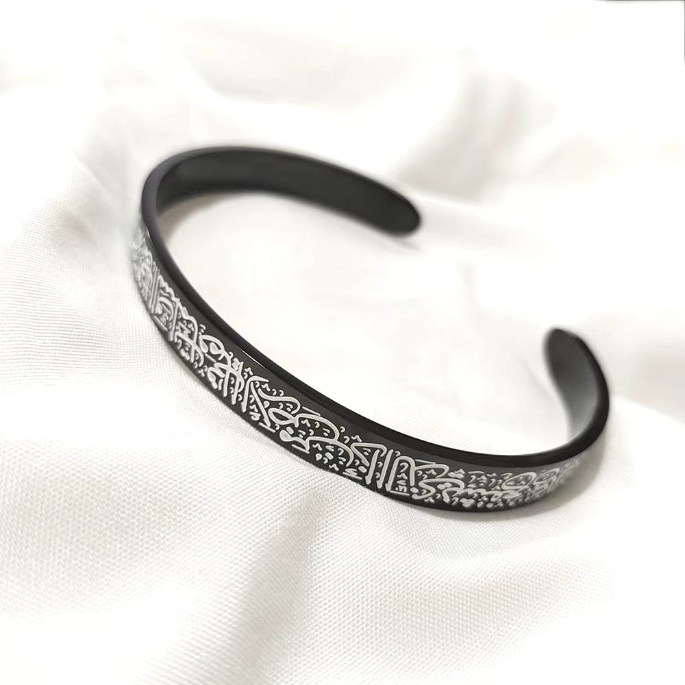 Stainless Steel Bangle Bracelet with Script Engraving (Adjustable) image 4