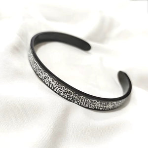 Stainless Steel Bangle Bracelet with Script Engraving (Adjustable) image 4