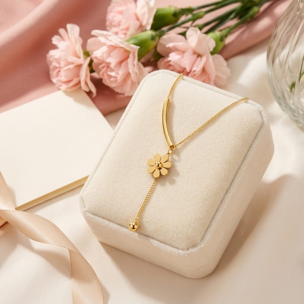 Daisy Bloom 18K Gold Plated Stainless Steel Pendant Necklace for Women image 4