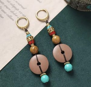 Handmade Enamel Turquoise Drop Earrings Vintage Boho Dangle image 3