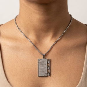 Ayatul Kursi Rectangle Pendant Necklace – Stainless Steel Islamic Quran Verse Chain in Gold &amp; Silver Finish image 1