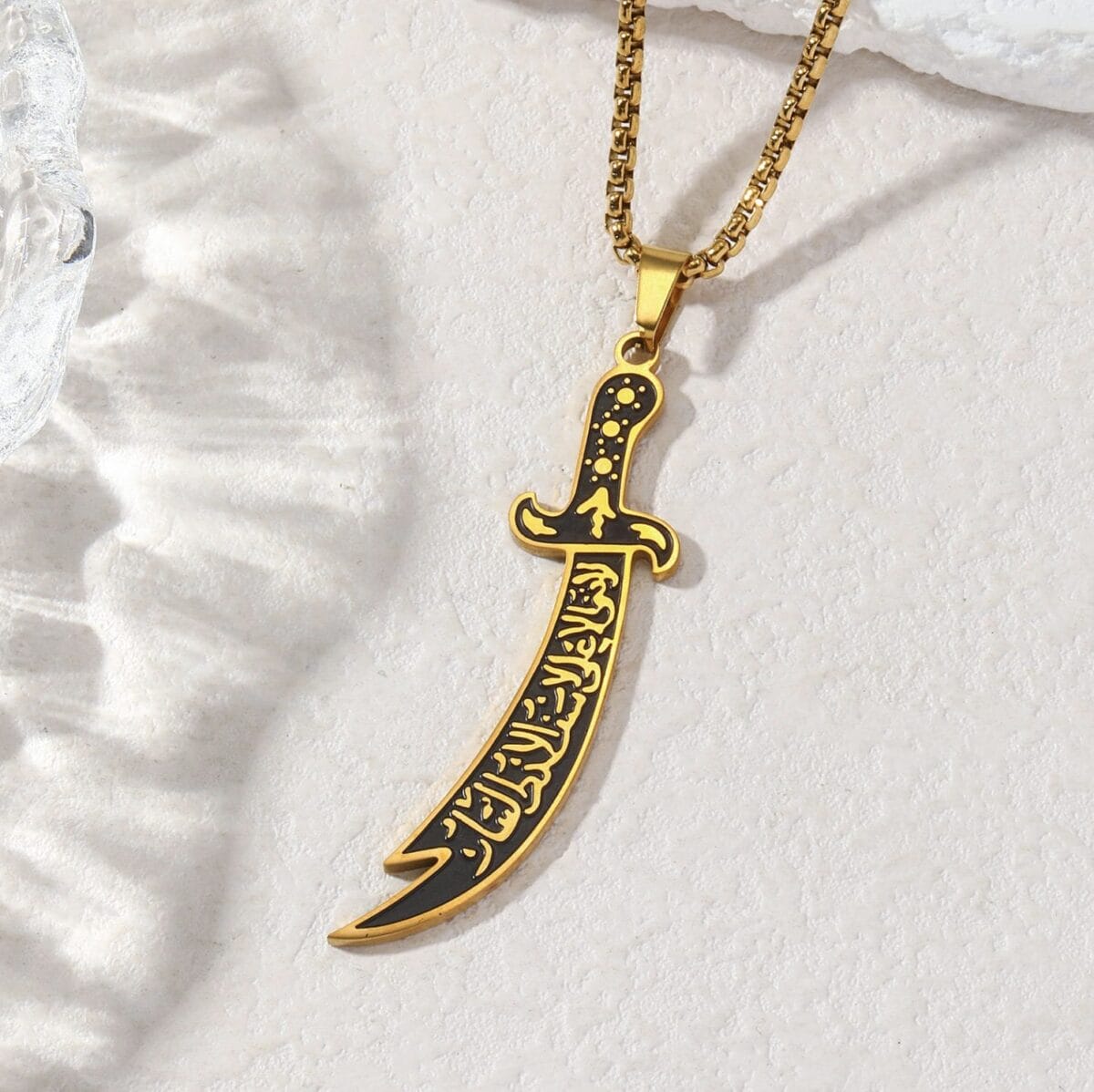 Scimitar Zulfiqar Sword Pendant Necklace – Stainless Steel Enamel Amulet Chain image 3