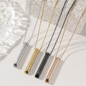 Whistle Stress Relief Meditation Pendant Necklace – 316 Stainless Steel with Arabic Calligraphy Design image 0