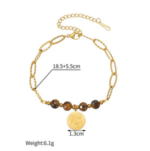Bohemian Turquoise Beaded Bracelet Leather Cord Gold Chain Unisex - Design 3 image