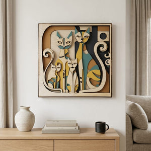 3D Layered Wooden Cat Wall Art Frame – Premium Home Decor for Living Room, Bedroom &amp; Gift image 0