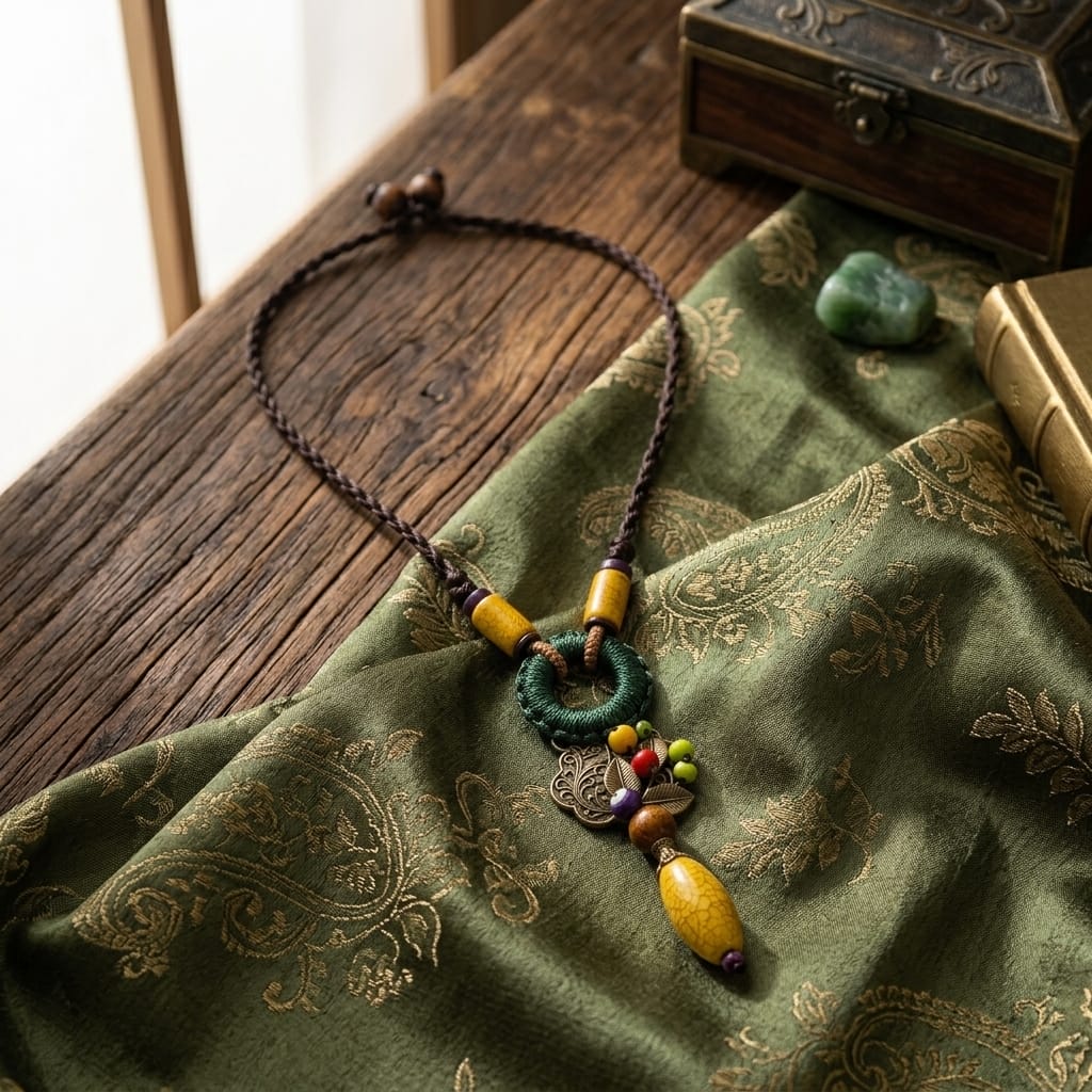 Long Statement Tassel Necklace – Boho Wooden Beads Style image 6