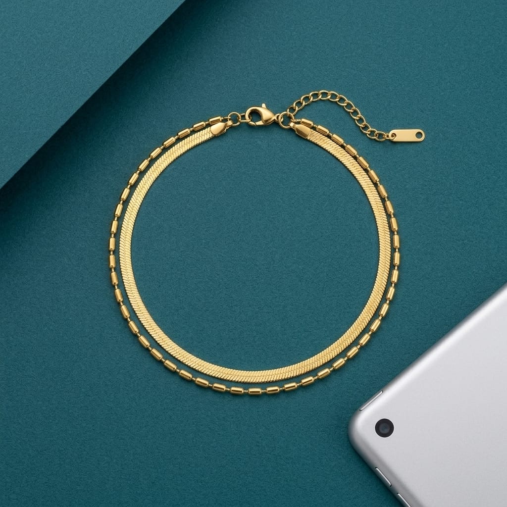 18K Gold Plated Adjustable Charm Bracelet for Women - Design 8 image