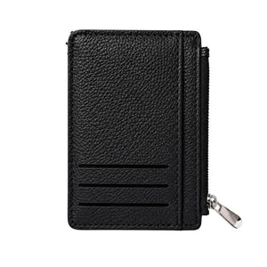 Slim Card Holder Wallet with Zipper Coin Pocket – Compact RFID Style Card Wallet for Women - Black image