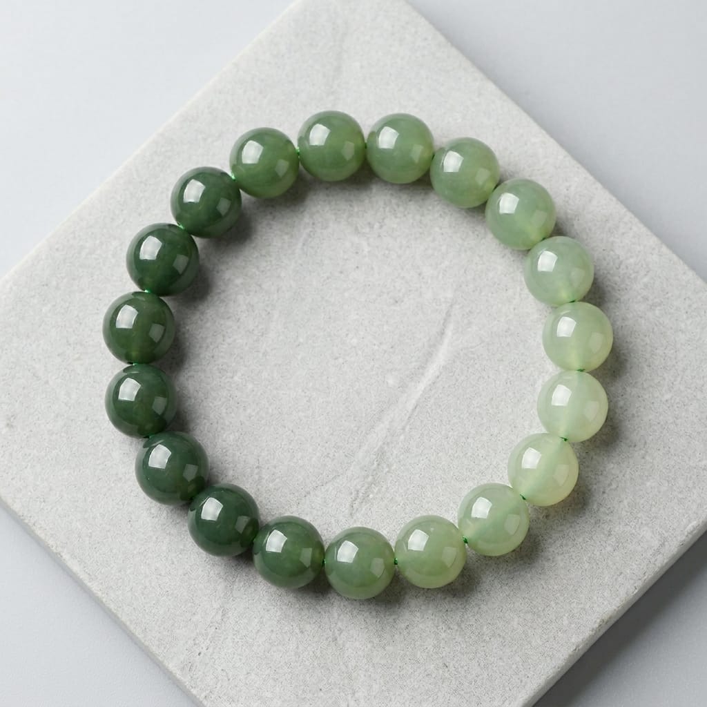 Green Jade Beaded Bracelet – Lucky &amp; Spiritual Stone Jewelry image 0
