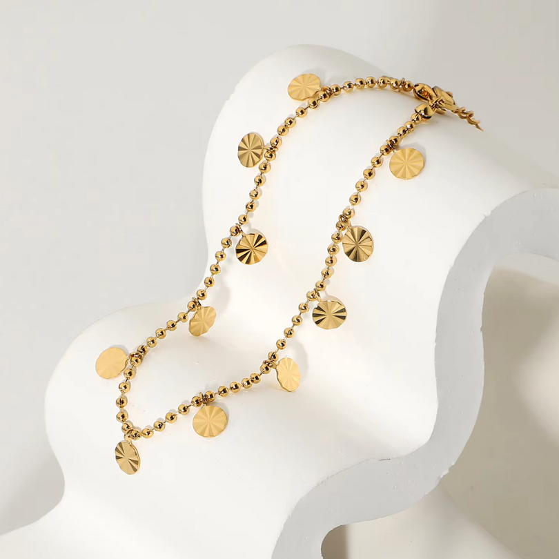 18K Gold Plated Stainless Steel Petal Disc Anklet for Women image 4