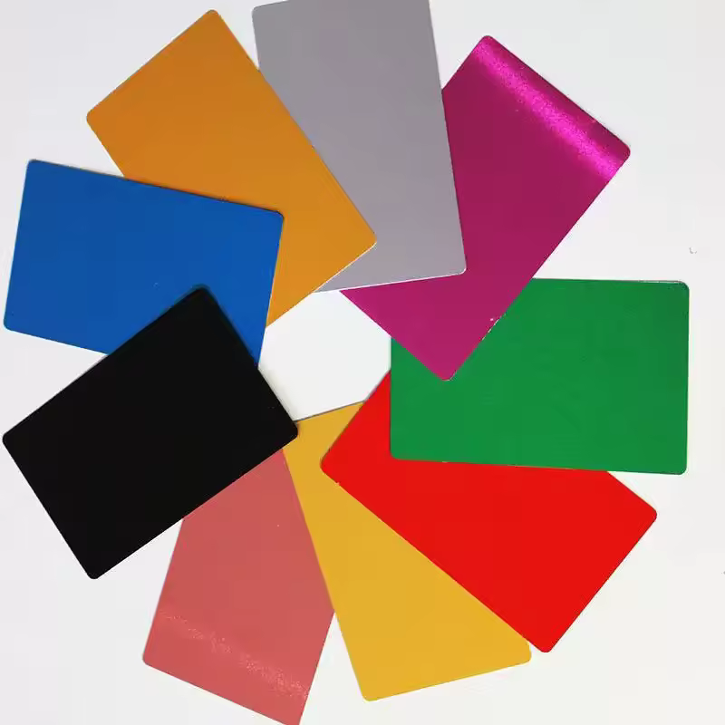 50 Pack Aluminum Engraving Business Cards – ATM Card Size (Metal Business Cards) - Vermilion Red image