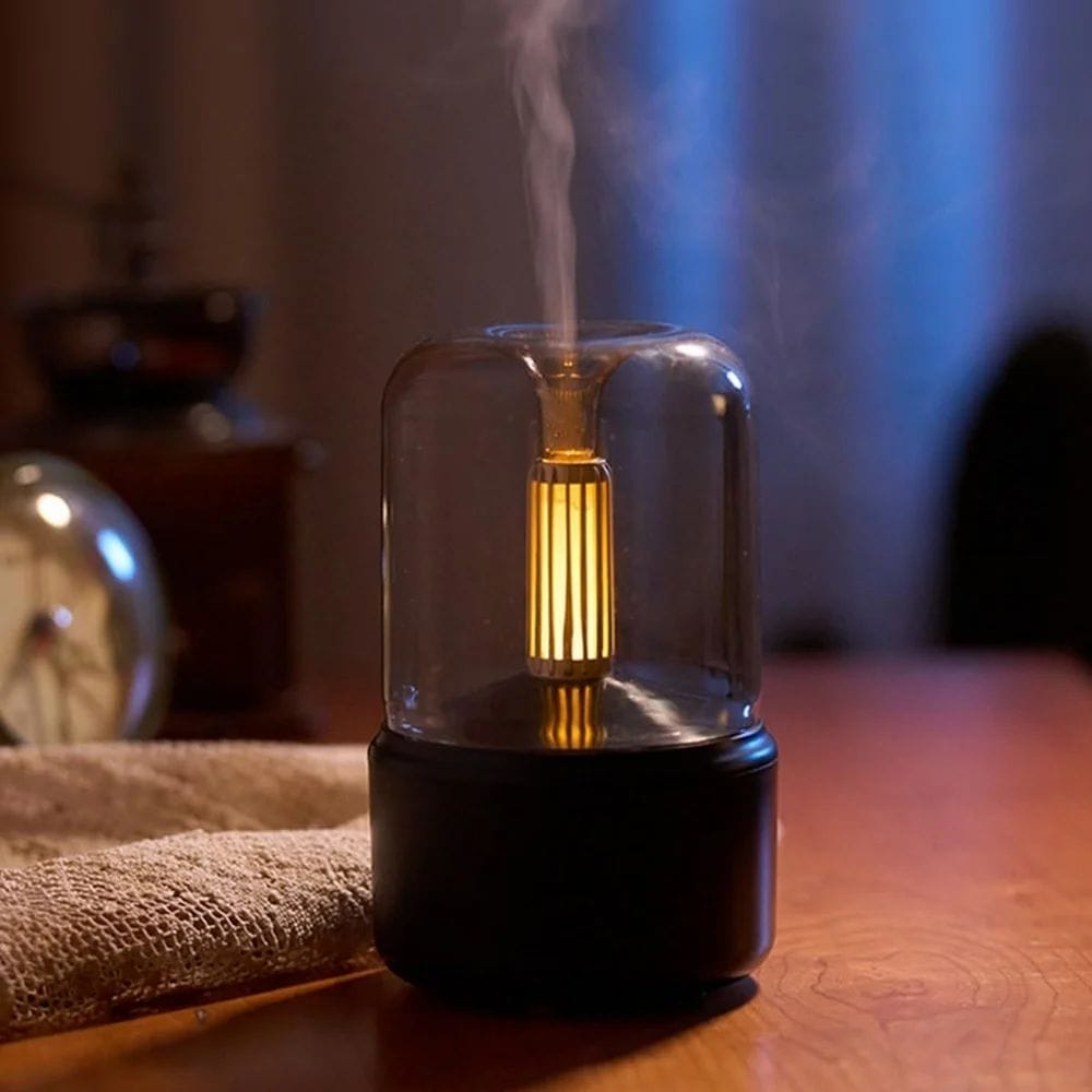 Flame Aroma Diffuser with Candlelight Glow &amp; Timer | 50ml Essential Oil Free image 1