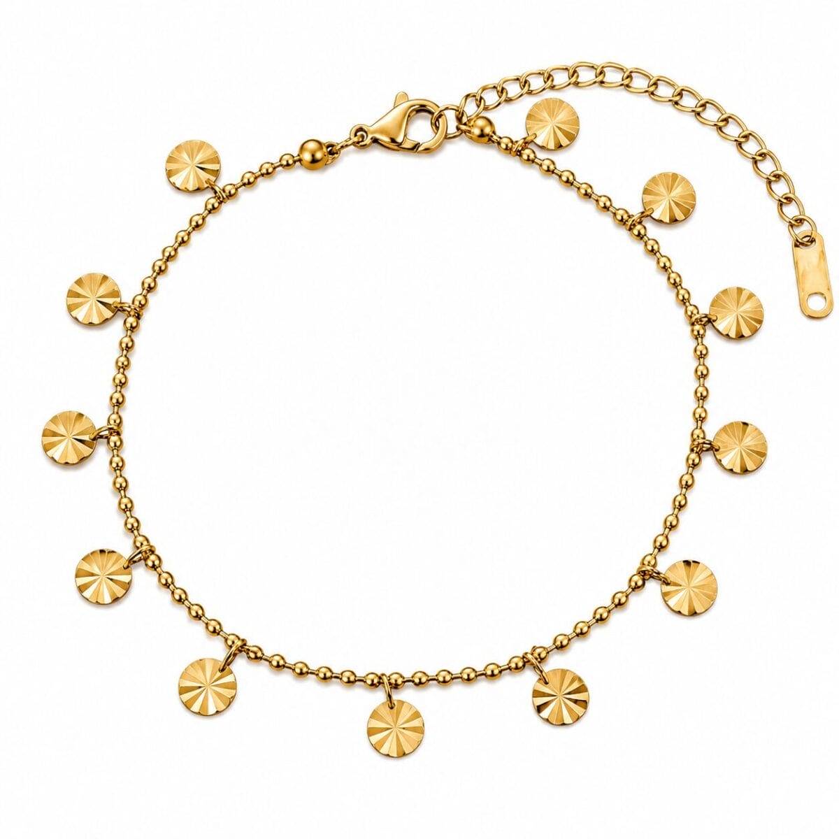 18K Gold Plated Stainless Steel Petal Disc Anklet for Women image 0