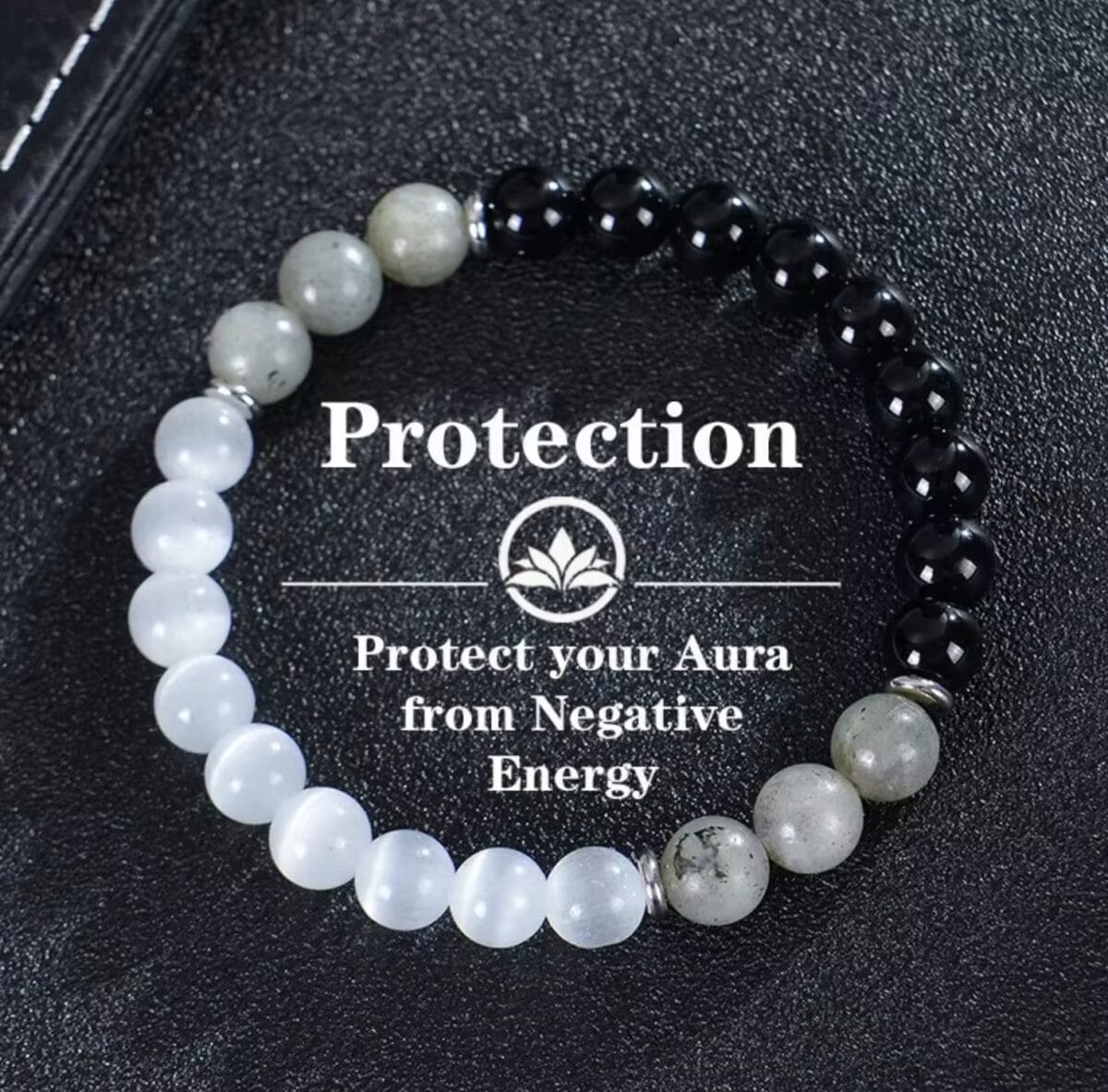 Natural Stone Beaded Bracelet Unisex Stylish Gemstone Jewelry - Protection image