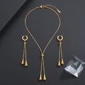 18K Gold Drop Necklace &amp; Earrings Set – Stainless Steel Jewelry image 0