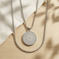 Luxury Ayatul Kursi Round Pendant Necklace – Stainless Steel Islamic Crystal Charm image 0
