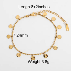 18K Gold Plated Stainless Steel Petal Disc Anklet for Women image 3