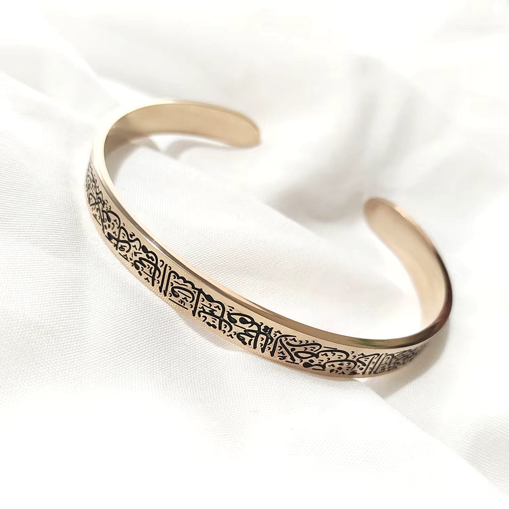 Stainless Steel Bangle Bracelet with Script Engraving (Adjustable) image 2
