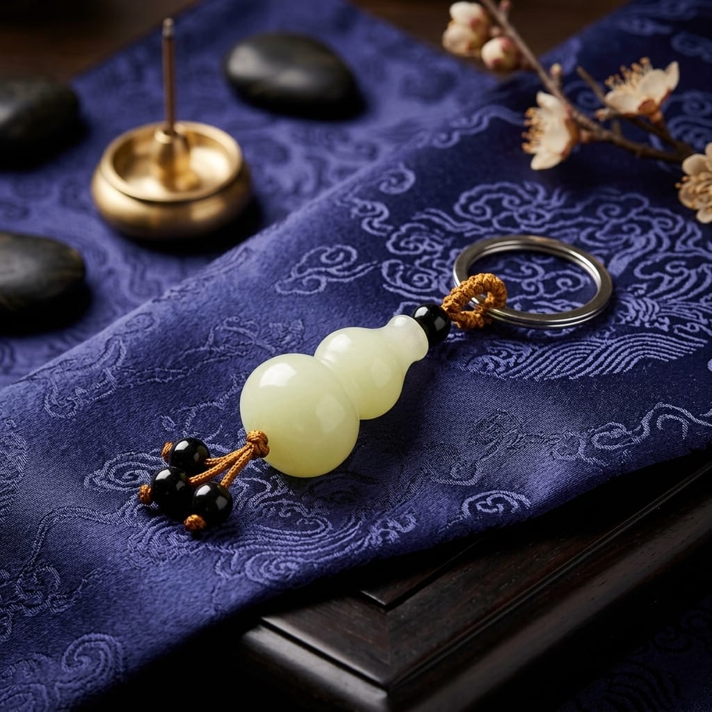 Feng Shui Glow In Dark Gourd Keychain – Lucky Charm Bag Pendant image 2