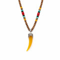 Bohemian Horn Pendant Wooden Bead Necklace for Men &amp; Women image 0