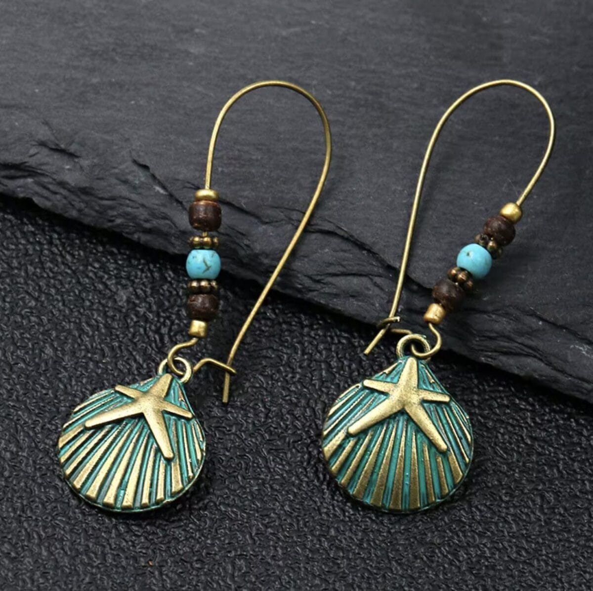 Baroque Boho Retro Antique Bronze Plated Monstera Leaf Waterdrop Earrings - Design 3 image