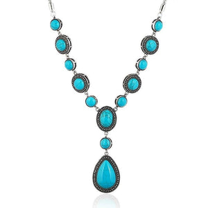 Long Turquoise Statement Necklace – Vintage Boho Pendant - Design 4 image