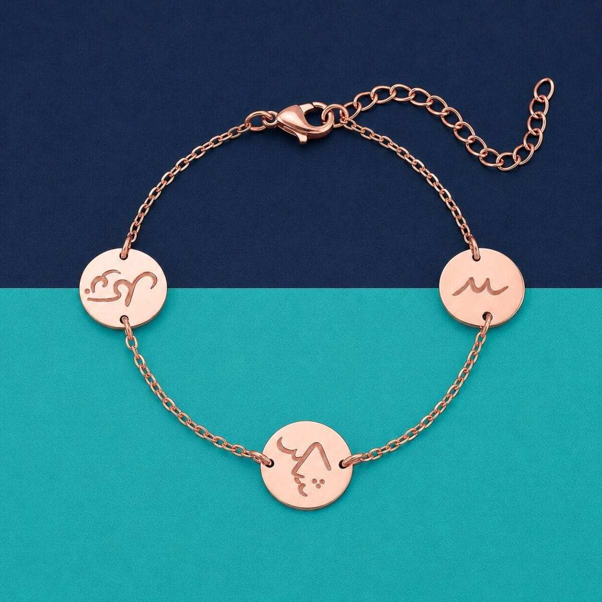 Arabic Symbol Charm Bracelet – 18K Gold Plated Chain for Women - Rose Gold image