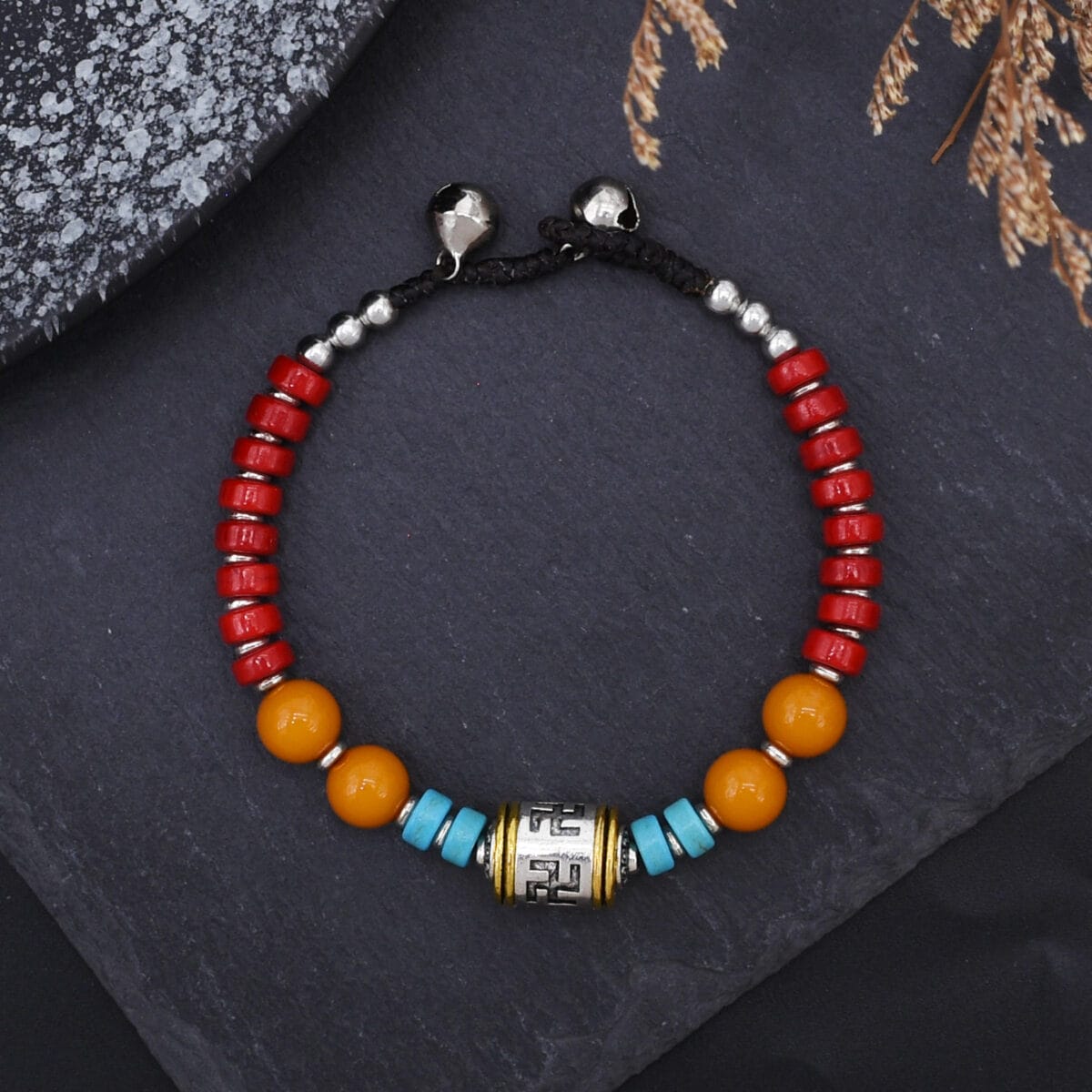Bohemian Multicolor Beaded Bracelet Bell Charm Jewelry image 3