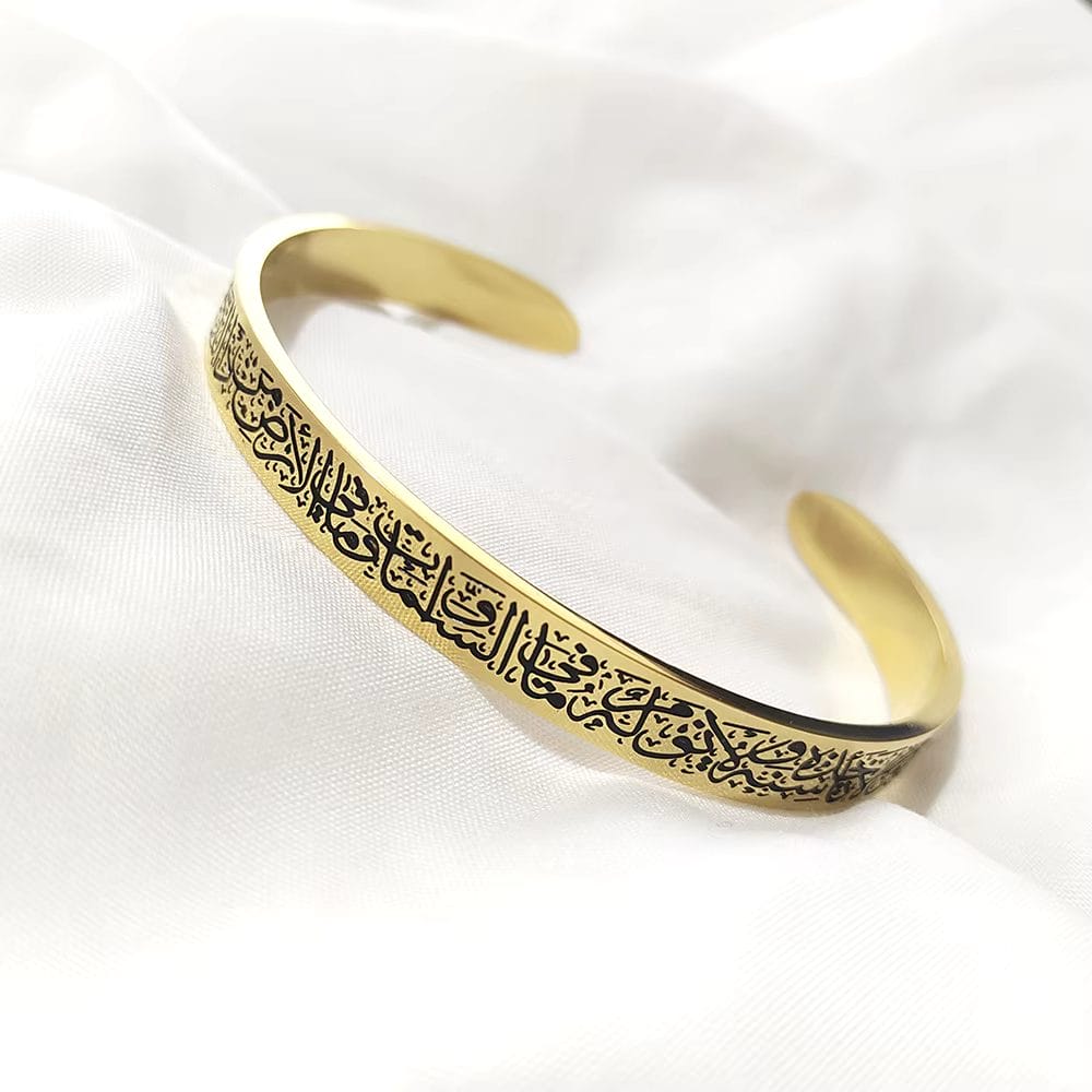 Stainless Steel Bangle Bracelet with Script Engraving (Adjustable) image 3