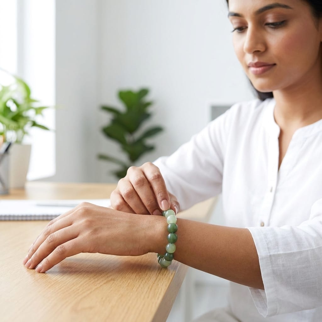 Green Jade Beaded Bracelet – Lucky &amp; Spiritual Stone Jewelry image 3